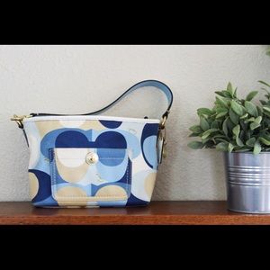 Coach Handbag/Purse White/Blue/Canvas